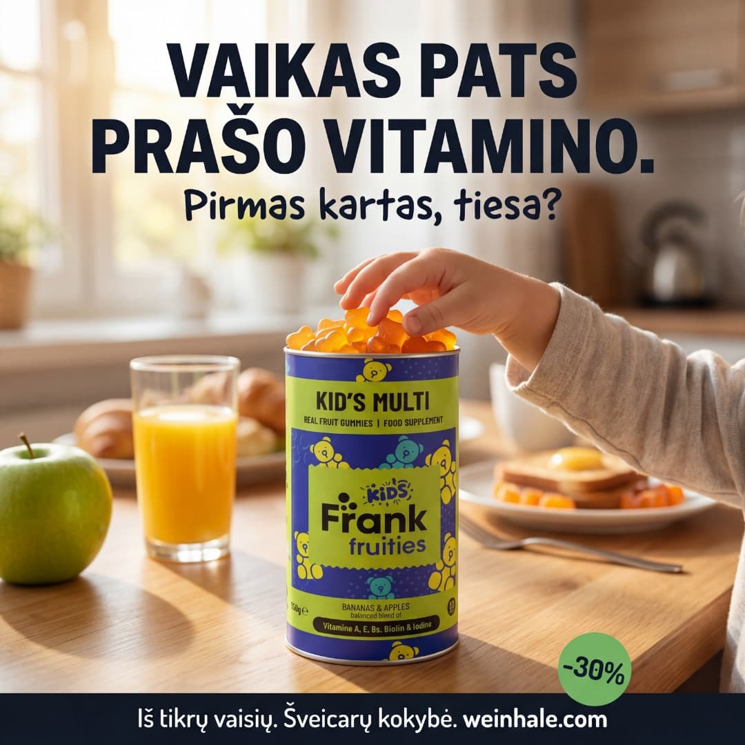 Frank Fruities reklama: vitaminai vaikams