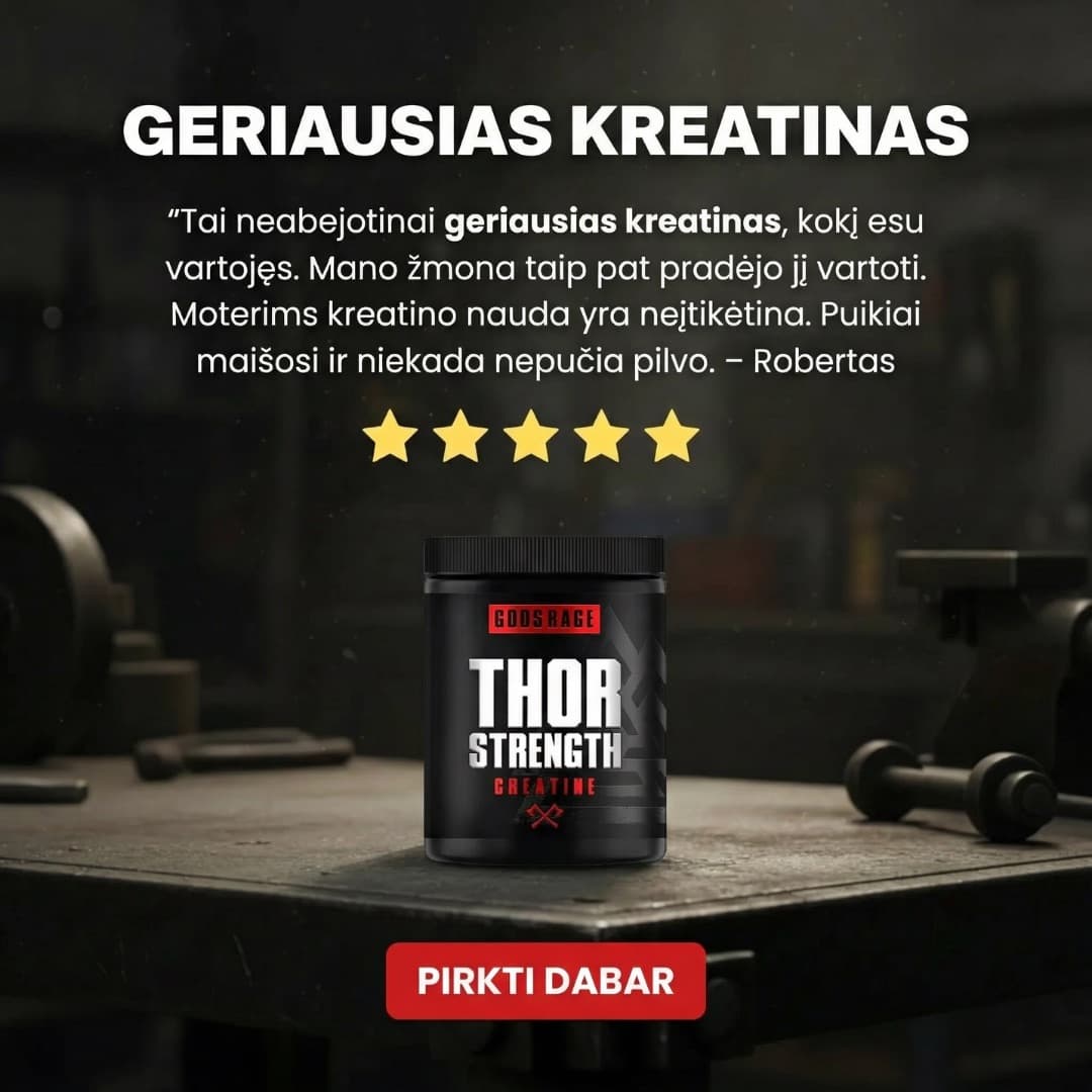 Gods Rage reklama: kreatinas su pirkėjų įvertinimu